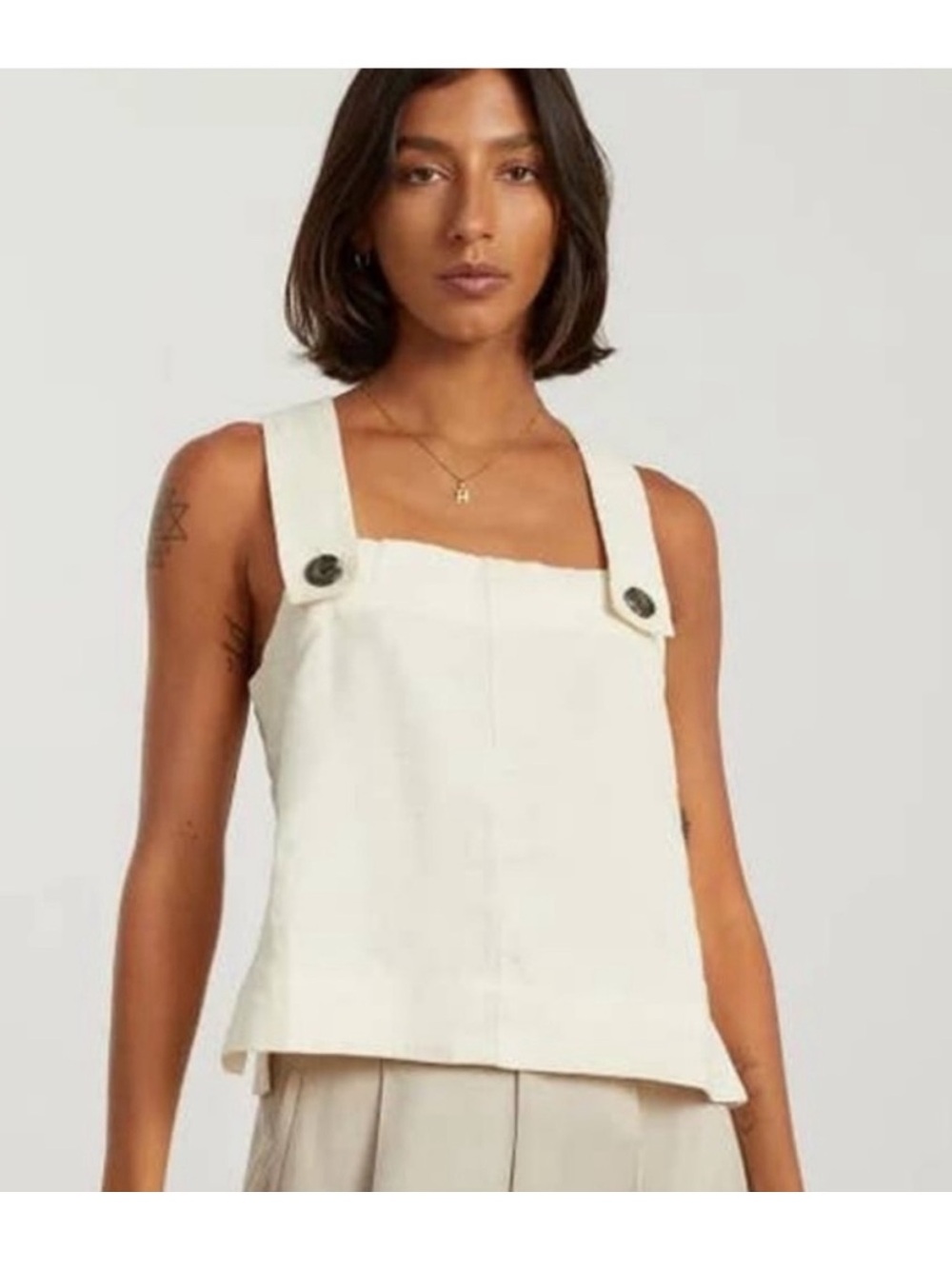 Everlane Linen Ivory Apron Tank Top
